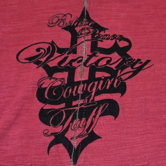 ❗️Edgy Cowgirl Tuff XL Maroon Cotton Zip Up Jacket GIFT READY❗️ - Picture 3 of 6